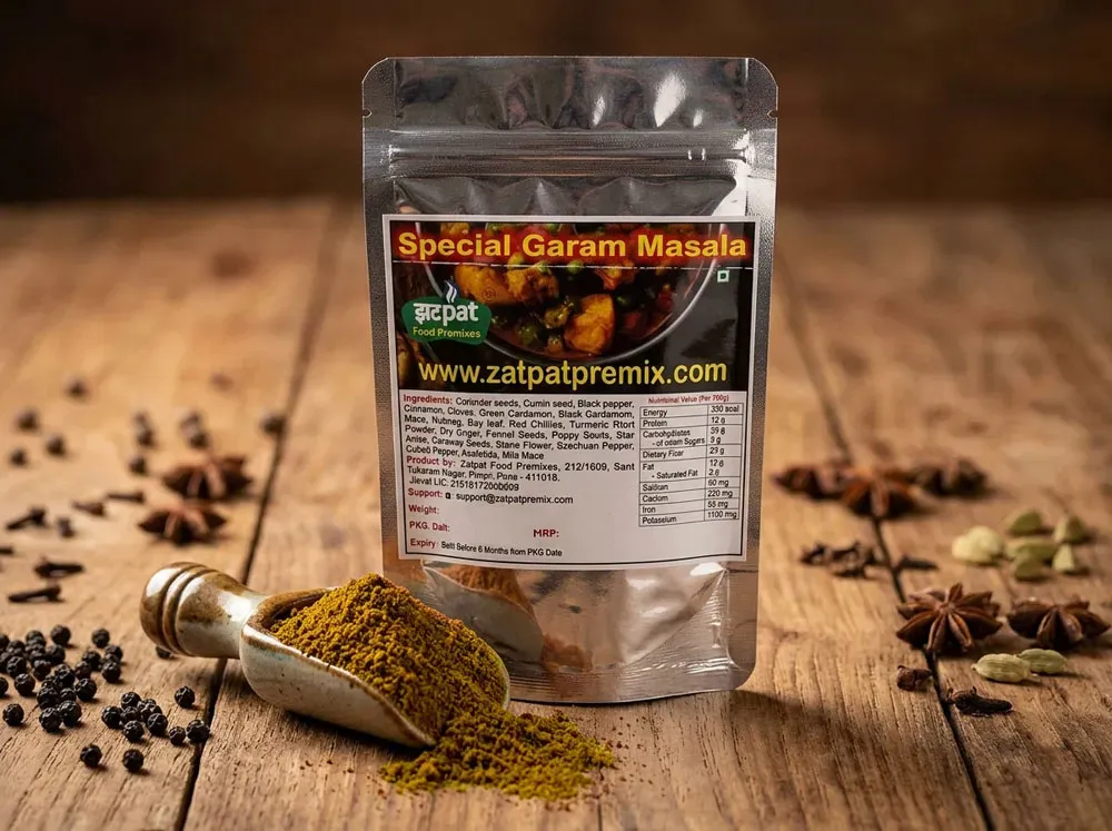 Zatpat Food Premixes Garam Masala spice powder pack premium aromatic Indian masala blend