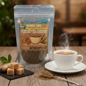 Ginger jaggery tea powder made with natural jaggery and adrak, healthy instant tea premix for immunity and digestion