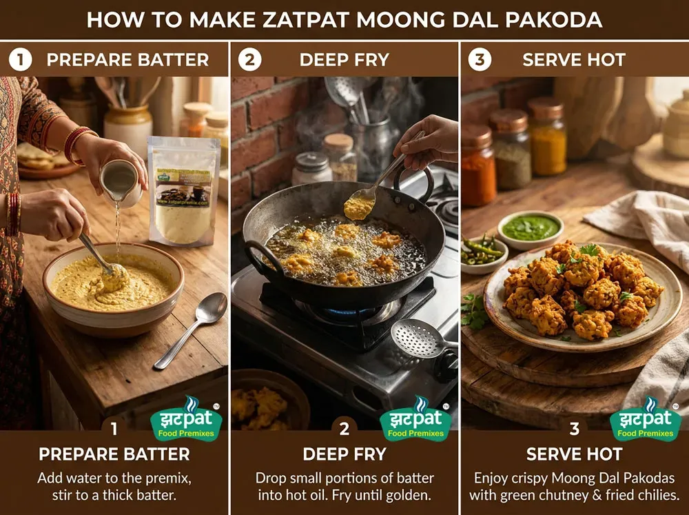 How to make crispy Instant Moong Bhaji using Zatpat Food Premixes ready mix