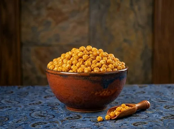 butterscotch coated nuts Bowl showing crunchy texture